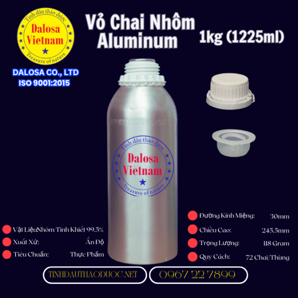 Vỏ Chai Nhôm Cao Cấp 1 Kg - Đựng Tinh Dầu Hoàn Hảo