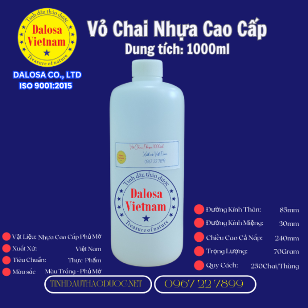 Vỏ Chai Nhựa Cao Cấp 1000ml - Sự Lựa Chọn Tuyệt Vời Cho Đựng Dầu Thực Vật